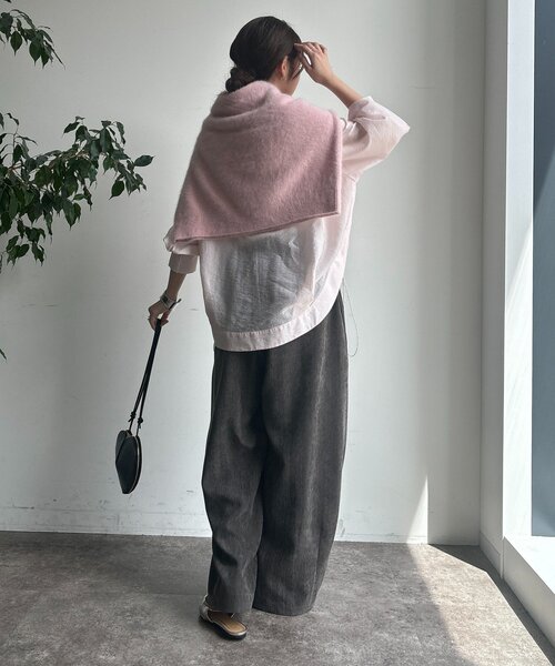 DouDou（ドゥドゥ）の「襟付シアースピンドルブラウス（シャツ/ブラウス・レディース・ブラック/カーキ/ベージュ/バイオレット/アイボリー/ピンク・FREE）」の19枚目の写真