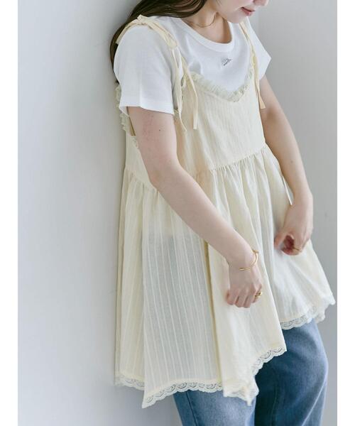 ehka sopo(エヘカソポ)の「前後2WAYイレヘムキャミチュニック(チュニック・レディース・オフホワイト/ブラック/キナリ・F)」の3枚目の写真