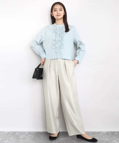 MK MICHEL KLEIN（エムケーミッシェルクラン）の「フロントフリルデザインブラウス/洗える（シャツ/ブラウス・レディース・ミント/ネイビー/ホワイト・38）」の11枚目の写真