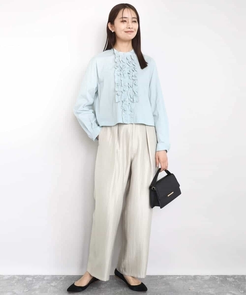 MK MICHEL KLEIN（エムケーミッシェルクラン）の「フロントフリルデザインブラウス/洗える（シャツ/ブラウス・レディース・ミント/ネイビー/ホワイト・38）」の13枚目の写真