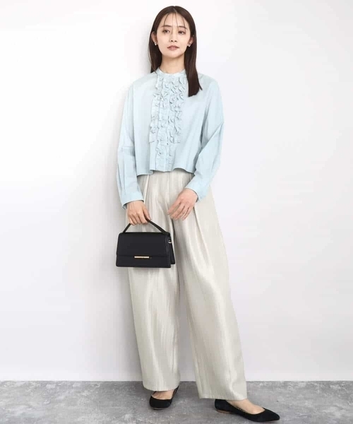 MK MICHEL KLEIN（エムケーミッシェルクラン）の「フロントフリルデザインブラウス/洗える（シャツ/ブラウス・レディース・ミント/ネイビー/ホワイト・38）」の14枚目の写真