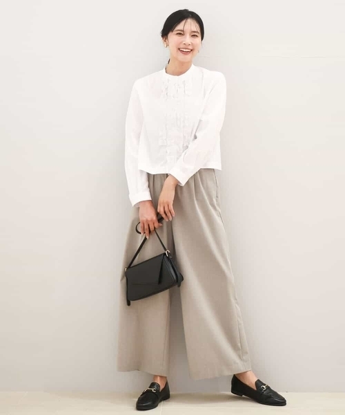 MK MICHEL KLEIN（エムケーミッシェルクラン）の「フロントフリルデザインブラウス/洗える（シャツ/ブラウス・レディース・ミント/ネイビー/ホワイト・38）」の16枚目の写真