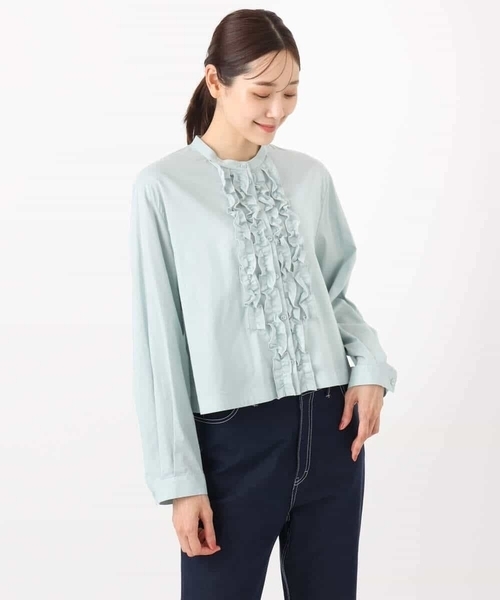 MK MICHEL KLEIN（エムケーミッシェルクラン）の「フロントフリルデザインブラウス/洗える（シャツ/ブラウス・レディース・ミント/ネイビー/ホワイト・38）」の18枚目の写真