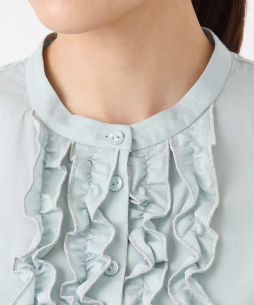 MK MICHEL KLEIN（エムケーミッシェルクラン）の「フロントフリルデザインブラウス/洗える（シャツ/ブラウス・レディース・ミント/ネイビー/ホワイト・38）」の21枚目の写真