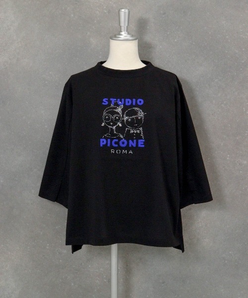 STUDIO PICONE(スタジオピッコーネ)の「フロッキーロゴ七分袖プルオーバー(Tシャツ/カットソー・レディース・ブラック/ホワイト/ブラウン・LL/L/M)」の3枚目の写真