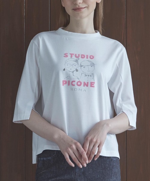 STUDIO PICONE(スタジオピッコーネ)の「フロッキーロゴ七分袖プルオーバー(Tシャツ/カットソー・レディース・ブラック/ホワイト/ブラウン・LL/L/M)」の7枚目の写真