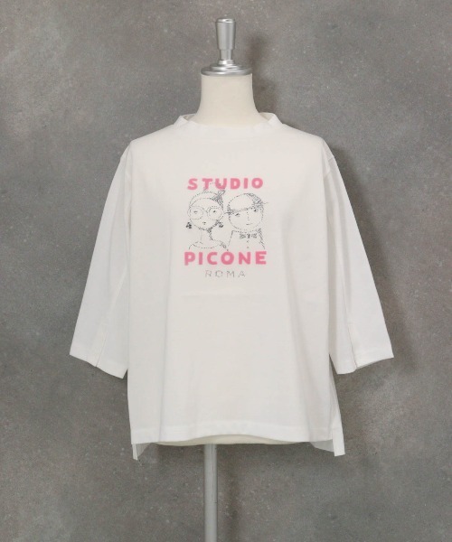 STUDIO PICONE(スタジオピッコーネ)の「フロッキーロゴ七分袖プルオーバー(Tシャツ/カットソー・レディース・ブラック/ホワイト/ブラウン・LL/L/M)」の4枚目の写真