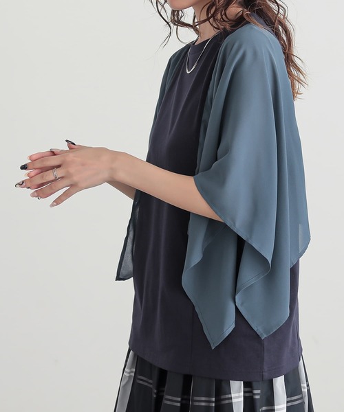 n'OrLABEL(ノアールレーベル)の「異素材ケープスリーブカットソー(Tシャツ/カットソー・レディース・ボルドー/ブラック/ネイビー・2/1)」の7枚目の写真