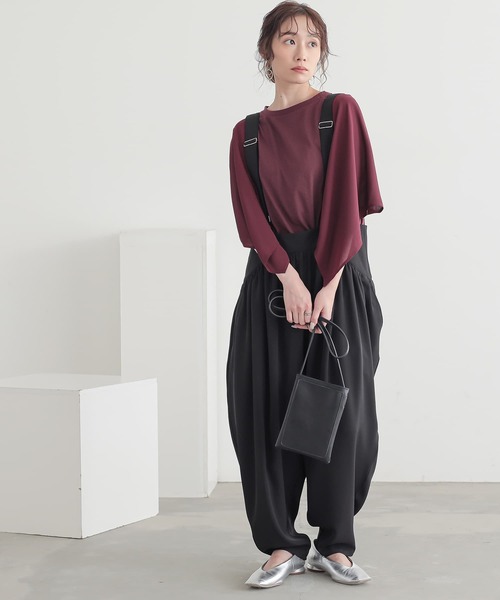 n'OrLABEL(ノアールレーベル)の「異素材ケープスリーブカットソー(Tシャツ/カットソー・レディース・ボルドー/ブラック/ネイビー・2/1)」の14枚目の写真