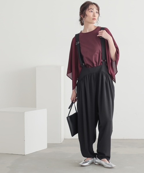n'OrLABEL(ノアールレーベル)の「異素材ケープスリーブカットソー(Tシャツ/カットソー・レディース・ボルドー/ブラック/ネイビー・2/1)」の13枚目の写真