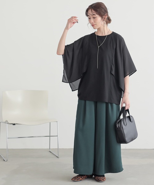 n'OrLABEL(ノアールレーベル)の「異素材ケープスリーブカットソー(Tシャツ/カットソー・レディース・ボルドー/ブラック/ネイビー・2/1)」の22枚目の写真