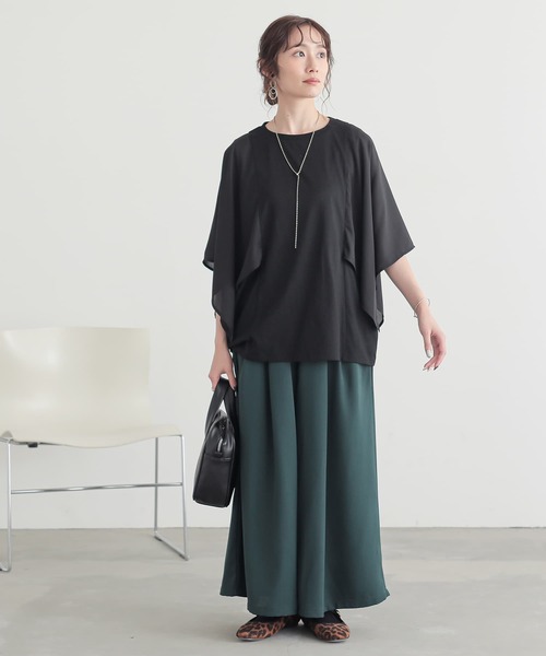 n'OrLABEL(ノアールレーベル)の「異素材ケープスリーブカットソー(Tシャツ/カットソー・レディース・ボルドー/ブラック/ネイビー・2/1)」の21枚目の写真