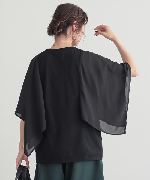 n'OrLABEL(ノアールレーベル)の「異素材ケープスリーブカットソー(Tシャツ/カットソー・レディース・ボルドー/ブラック/ネイビー・2/1)」の20枚目の写真