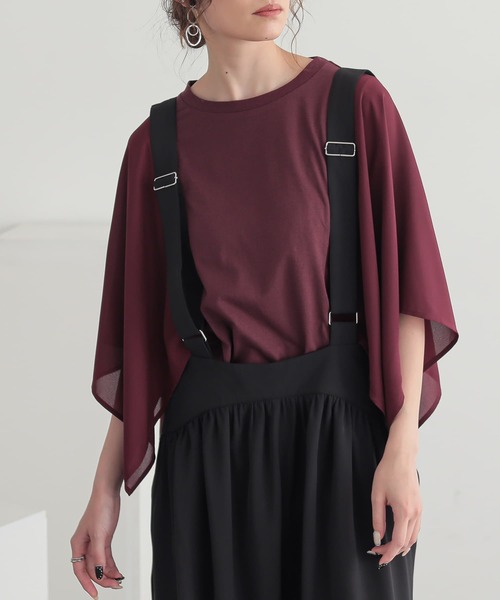 n'OrLABEL(ノアールレーベル)の「異素材ケープスリーブカットソー(Tシャツ/カットソー・レディース・ボルドー/ブラック/ネイビー・2/1)」の11枚目の写真