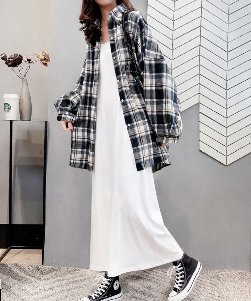 cammie(キャミー)の「チェックバリエーションサイズシャツ(シャツ/ブラウス・レディース・ベージュ/ブラック×ホワイト/ピンク/ホワイト×ブラック/オートミール/レインボー・MEDIUM/LARGE/SMALL)」の20枚目の写真