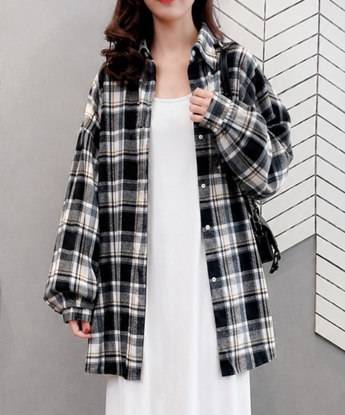 cammie(キャミー)の「チェックバリエーションサイズシャツ(シャツ/ブラウス・レディース・ベージュ/ブラック×ホワイト/ピンク/ホワイト×ブラック/オートミール/レインボー・MEDIUM/LARGE/SMALL)」の21枚目の写真