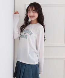 PINK-latte（ピンクラテ）の「【プチプラ】カレッジロンT（Tシャツ/カットソー・キッズ）」