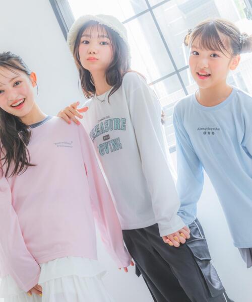 PINK-latte(ピンクラテ)の「【プチプラ】カレッジロンT(Tシャツ/カットソー・キッズ・オフホワイト/ブラック/サックスブルー・13/14/15 /16)」の22枚目の写真