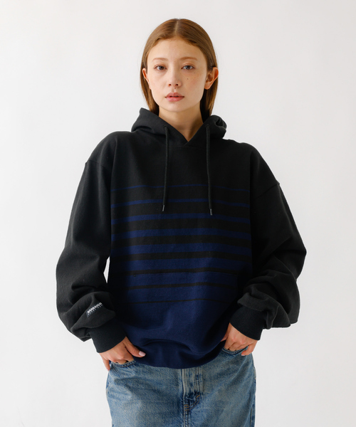 Barbarian(バーバリアン)の「【BARBARIAN/バーバリアン】 12ozHEAVY WEIGHTパーカー/ボーダー/ユニセックス【WEB限定】(パーカー・メンズ・ブラウン系その他/ブラック系その他/ベージュ系その他・S/M/L/XL)」の2枚目の写真