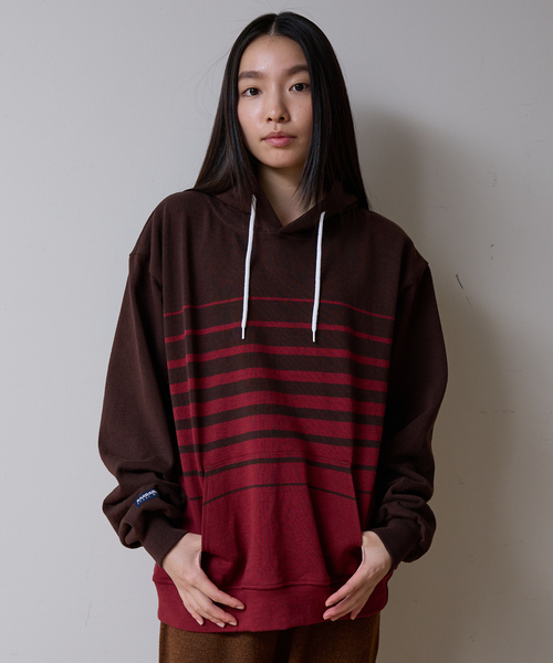 Barbarian(バーバリアン)の「【BARBARIAN/バーバリアン】 12ozHEAVY WEIGHTパーカー/ボーダー/ユニセックス【WEB限定】(パーカー・メンズ・ブラウン系その他/ブラック系その他/ベージュ系その他・S/M/L/XL)」の1枚目の写真