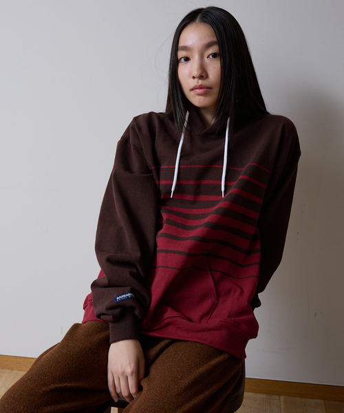 Barbarian(バーバリアン)の「【BARBARIAN/バーバリアン】 12ozHEAVY WEIGHTパーカー/ボーダー/ユニセックス【WEB限定】(パーカー・メンズ・ブラウン系その他/ブラック系その他/ベージュ系その他・S/M/L/XL)」の8枚目の写真