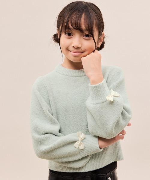 ROPE' PICNIC(ロペピクニック)の「【KIDS/キッズ】スフレニットシリーズ リボンニットプルオーバー/イージーケア・リンクコーデ(ニット/セーター・キッズ・グリーン系その他/キナリ/ピンク系その他2・S/M/L)」の20枚目の写真