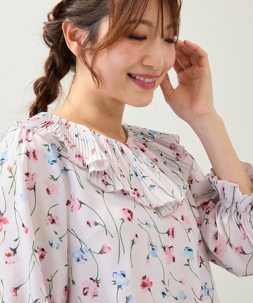 Rose Tiara(ローズティアラ)の「【セットアップ対応】フラワープリントブラウス(シャツ/ブラウス・レディース・ピンク/ブラウン・46/42/38)」の17枚目の写真