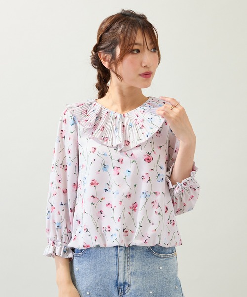 Rose Tiara(ローズティアラ)の「【セットアップ対応】フラワープリントブラウス(シャツ/ブラウス・レディース・ピンク/ブラウン・46/42/38)」の15枚目の写真
