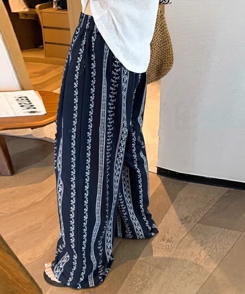 セール】ボタニカル柄ワイドパンツ（その他パンツ）｜ReRe（リリ