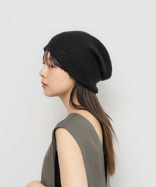 KBF（ケイビーエフ）の「イージーニットビーニー（ニットキャップ/ビーニー・レディース・ブラック/アイボリー・ONE）」の2枚目の写真