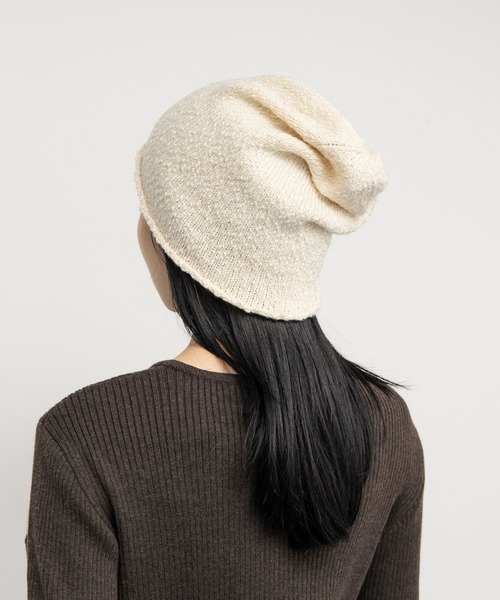 KBF（ケイビーエフ）の「イージーニットビーニー（ニットキャップ/ビーニー・レディース・ブラック/アイボリー・ONE）」の5枚目の写真
