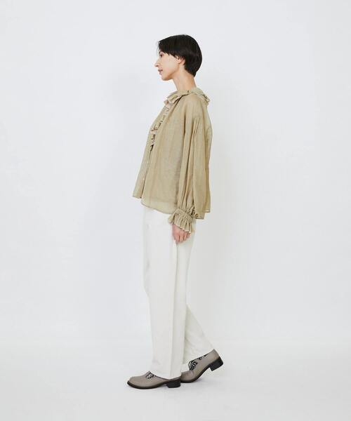 LOISIR（ロワズィール）の「エステルリネンカールマイヤーフリルデザインブラウス（シャツ/ブラウス・レディース・ブラック/ベージュ・FREE）」の18枚目の写真