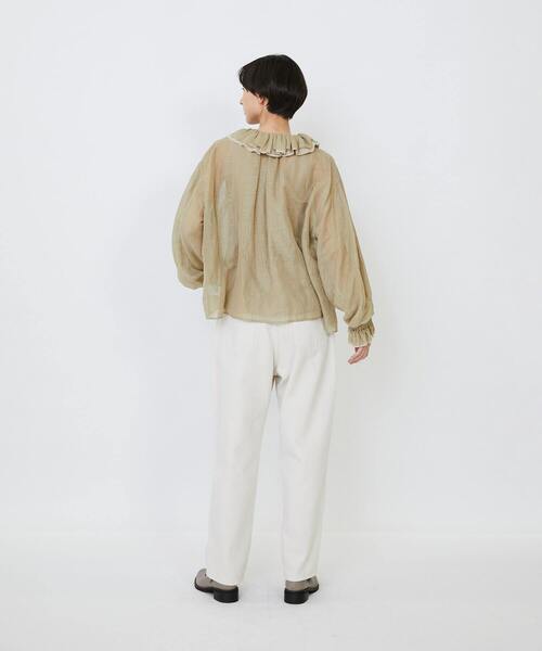 LOISIR（ロワズィール）の「エステルリネンカールマイヤーフリルデザインブラウス（シャツ/ブラウス・レディース・ブラック/ベージュ・FREE）」の19枚目の写真