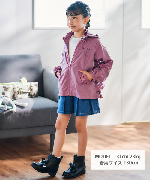 シャイニータフタバックフリルフードブルゾン