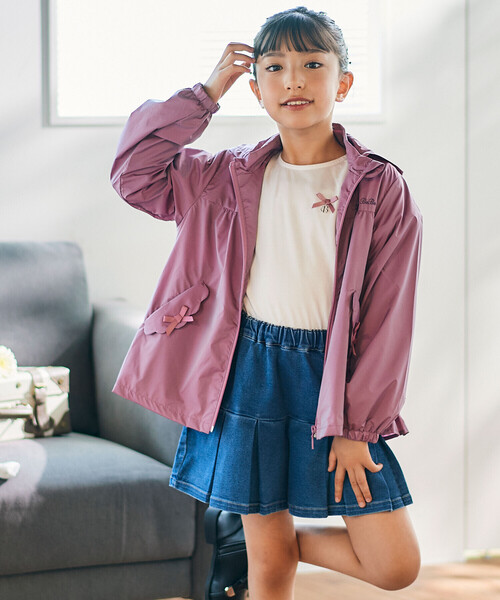 シャイニータフタバックフリルフードブルゾン