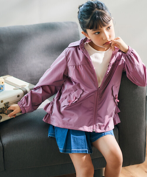 シャイニータフタバックフリルフードブルゾン