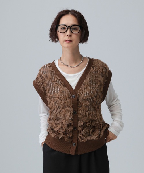 LEPSIM（レプシィム）の「ニュアンス柄ベスト　582461（ベスト・レディース・チャコールグレー/アイボリー/ブラウン・FREE）」の13枚目の写真