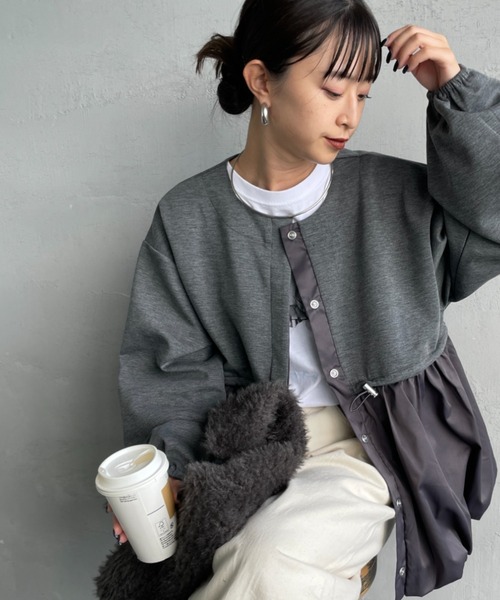nenom（ネノム）の「[nenom/ネノム] 裾バルーン ドッキングブルゾン（ブルゾン・レディース・ネイビー/チャコールグレー/ブラック・F）」の3枚目の写真