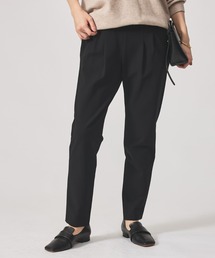 qualite | 【裏起毛で美脚パンツ】ウォームサテンタックパンツ/オフィスカジュアル/ウエストゴム(その他パンツ)