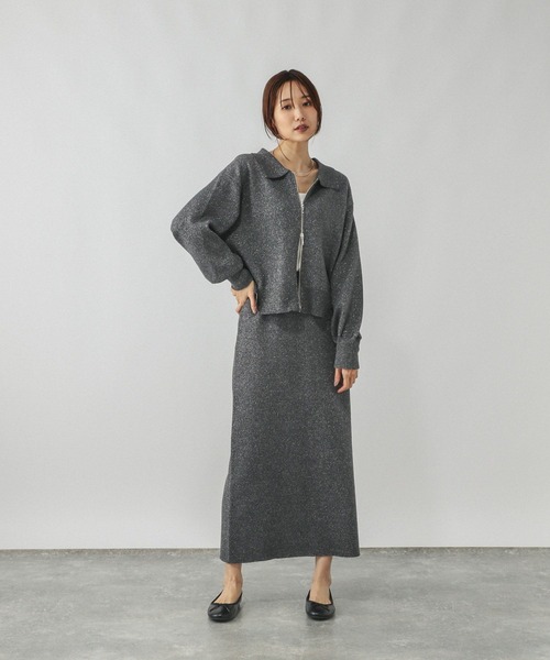 GLOBAL WORK（グローバルワーク）の「ニットZIPカーデ＊スカートセット/577660（ワンピース・レディース・ブラック/チャコールグレー/ブラウン・MEDIUM/LARGE）」の11枚目の写真