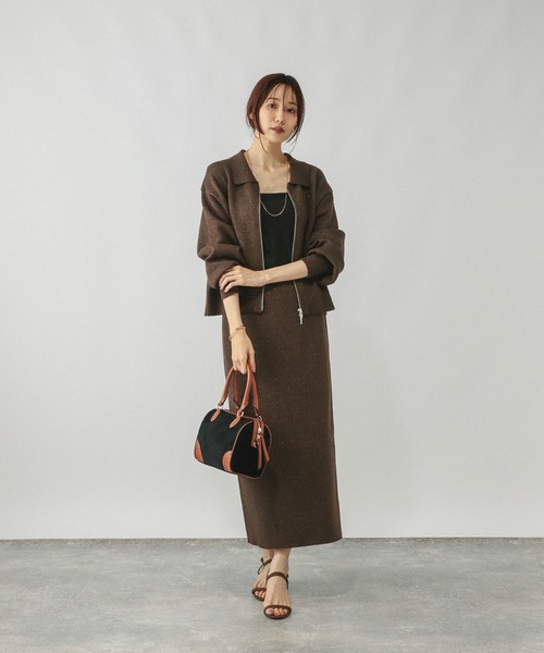 GLOBAL WORK（グローバルワーク）の「ニットZIPカーデ＊スカートセット/577660（ワンピース・レディース・ブラック/チャコールグレー/ブラウン・MEDIUM/LARGE）」の12枚目の写真