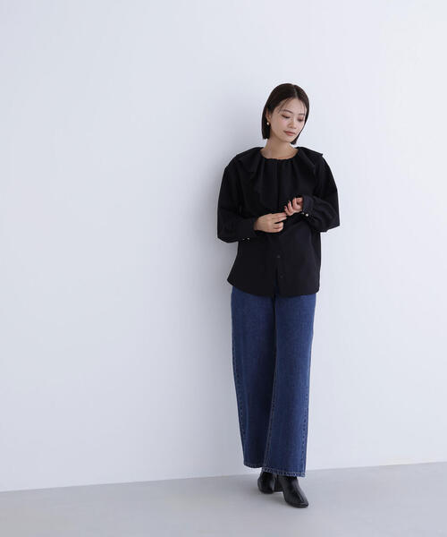 NATURAL BEAUTY BASIC(ナチュラルビューティーベーシック)の「◇【Oggi掲載】デザインラッフルブラウス(シャツ/ブラウス・レディース・ブラック/ベージュ/オフホワイト・FREE)」の5枚目の写真