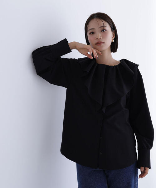 NATURAL BEAUTY BASIC(ナチュラルビューティーベーシック)の「◇【Oggi掲載】デザインラッフルブラウス(シャツ/ブラウス・レディース・ブラック/ベージュ/オフホワイト・FREE)」の8枚目の写真