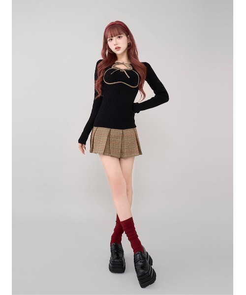 Darich ダーリッチ ポイントチェックニットミニワンピース ポイントチェックニットミニワンピース（ワンピース）｜Darich