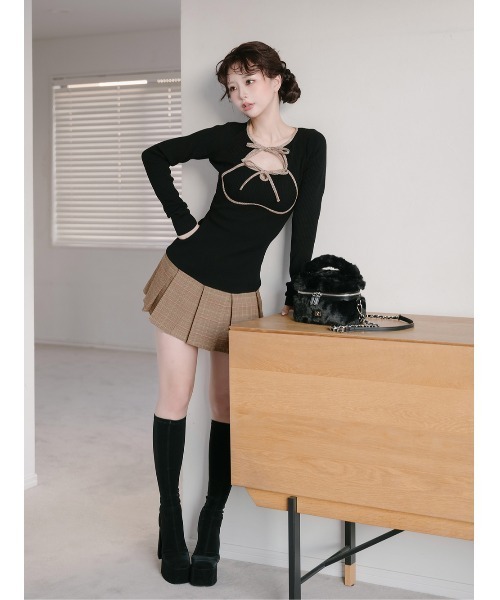 ♡ ダーリッチ Darich ♡ ポイントチェックニットミニワンピース ポイントチェックニットミニワンピース（ワンピース）｜Darich