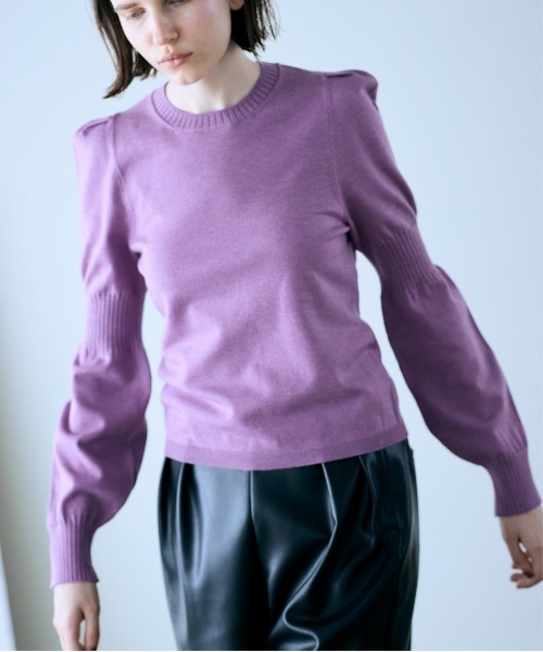 Marilyn Moon(マリリンムーン)の「14g wool modern sleeve top(ニット/セーター・レディース・ブラック/パープル/チャコールグレー/ベージュ・FREE)」の9枚目の写真