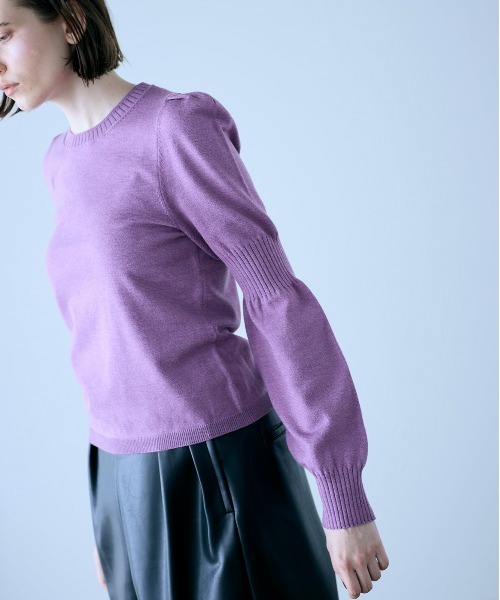 Marilyn Moon(マリリンムーン)の「14g wool modern sleeve top(ニット/セーター・レディース・ブラック/パープル/チャコールグレー/ベージュ・FREE)」の8枚目の写真