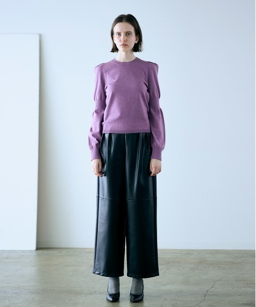 Marilyn Moon(マリリンムーン)の「14g wool modern sleeve top(ニット/セーター・レディース・ブラック/パープル/チャコールグレー/ベージュ・FREE)」の10枚目の写真