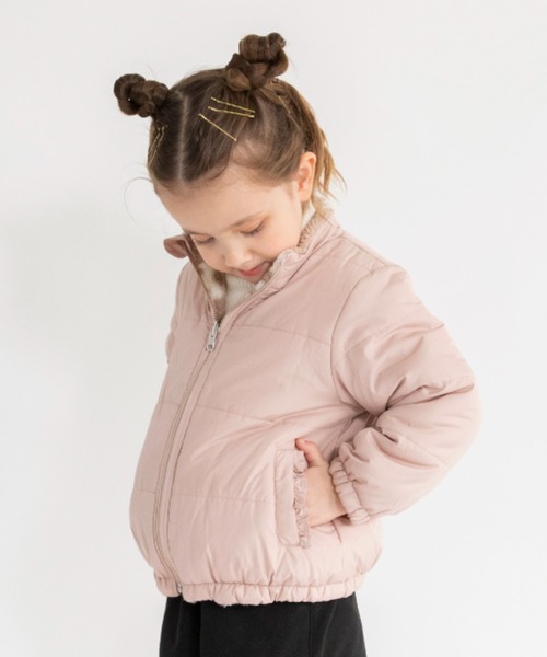 BRANSHES（ブランシェス）の「【マシンウォッシャブル/リバーシブル】中綿×ボアアウター（ブルゾン・キッズ・サックスブルー/ピンク・90cm/100cm/110cm/120cm/130cm/140cm/150cm）」の3枚目の写真