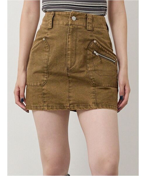 MURUA（ムルーア）の「メニーポケットカーゴスカート（スカート・レディース・グレー/ブラック/ブラウン・1/2）」の3枚目の写真